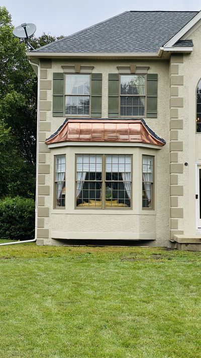 Finished copper bay window roof, Glenside PA